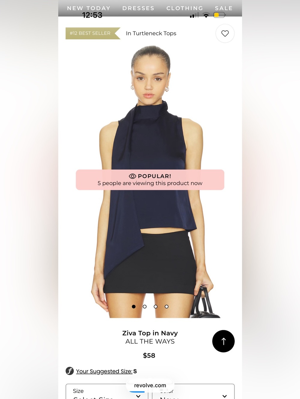 Ziva Navy Asymmetric Turtleneck Top from revolve